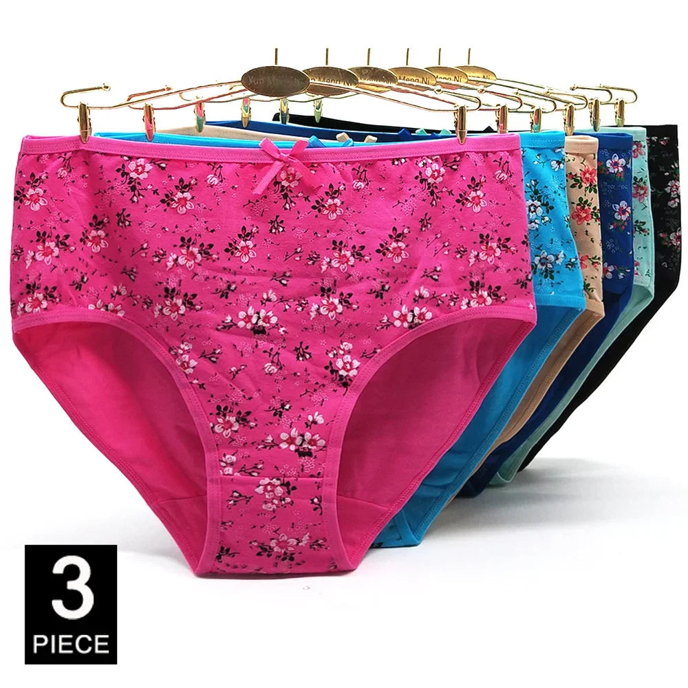 Women Panties Cotton Underwear Plus Size Briefs Female Knickers Lady Lingerie Girl intimate Underpants 3 Pieces/lot.