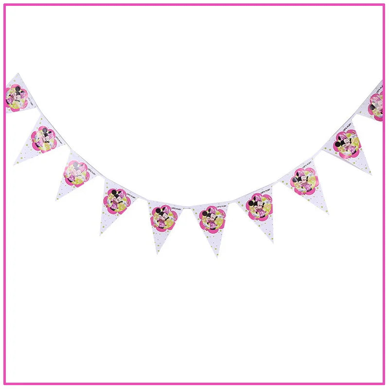 Disney Minnie Mouse Birthday Party Decoration Pink Minnie Paper Cups Plates Napkin Tablecloth Tableware Balloosn Baby Shower Kid
