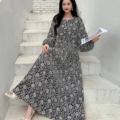 Kleid Frauen Kleidung plus Größe Frühling Sommer böhmischen Strand koreanischen Stil Blumen Vintage Vestidos Robe lose Kleider übergroß