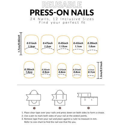 ARTAUG 24PCS Short Press On Nails Square Pink Fingertip White French Trim Press On Nails Full Cover Fake Nails Set Nail.