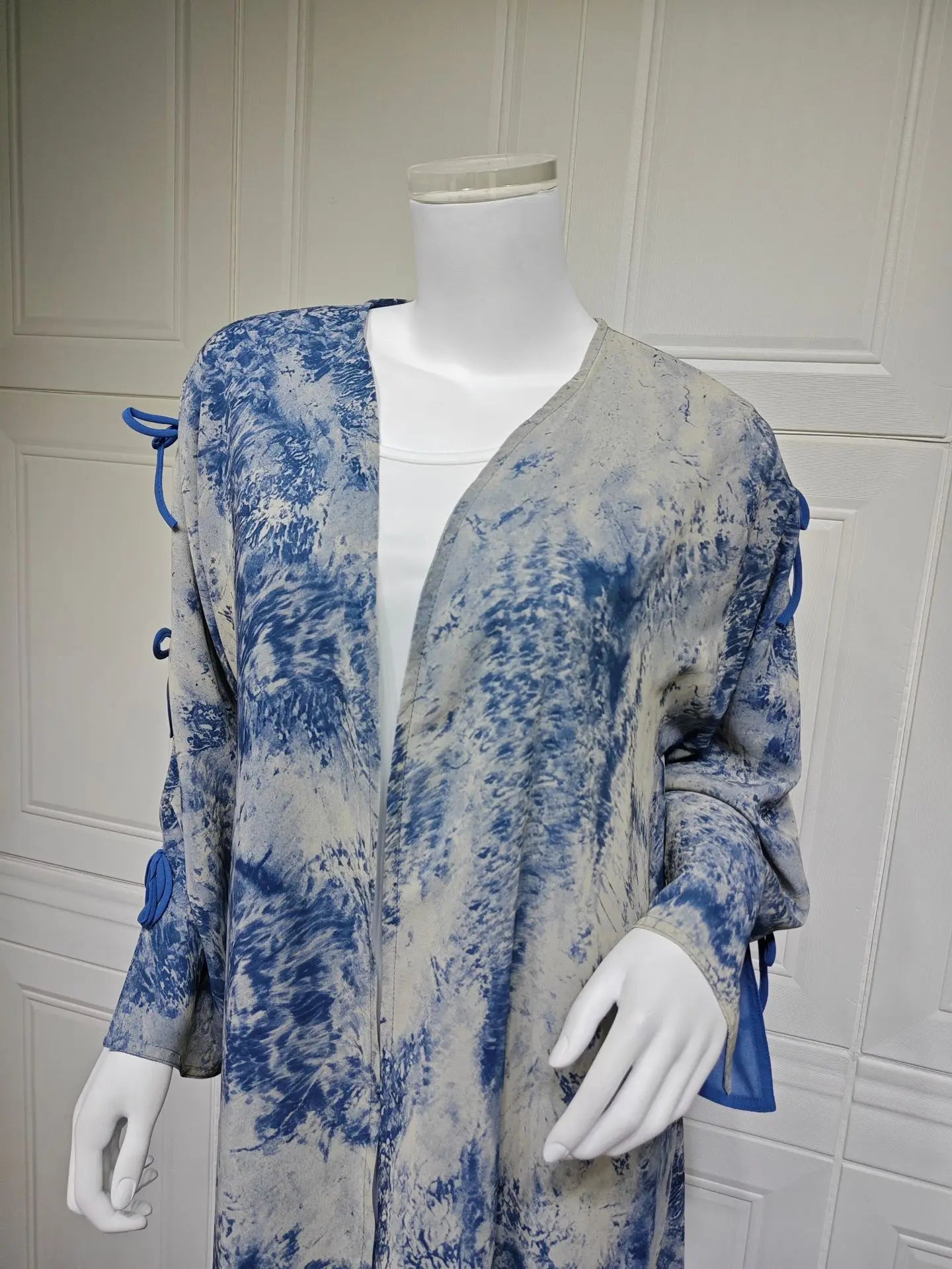 Ramadan Eid Tie Dye Butterfly Bow Muslim Modest Kimono Abaya Damen Dubai Luxury Islam Women Kebaya With Hijab Kaftan Robe Femme