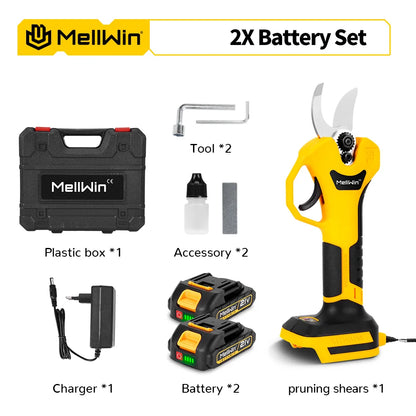 MELLWIN Bürstenlose 30mm Elektrische Pruner Schere Obst Baum Bonsai Cordless Beschneiden Schere Power Werkzeuge Für Makita 18V Batterie pin