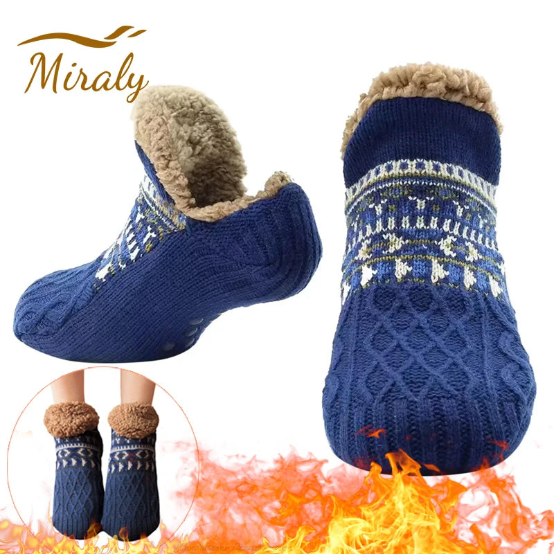Super Warm Winter Non-slip Floor Socks Women Men Snow Socks Sleep Carpet Socks Slippers Socks Women Velvet Boot Unsiex Home Wear.