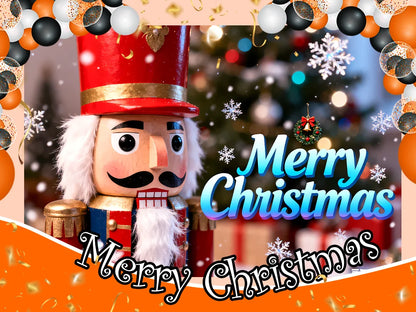 Tauabdruck Weihnachten Nussknacker Dekorationen Hintergrund Banner Hintergrund Schneemann Geschenk Weihnachtsbaum Glocke Wandbehang Party Supplie Prop.