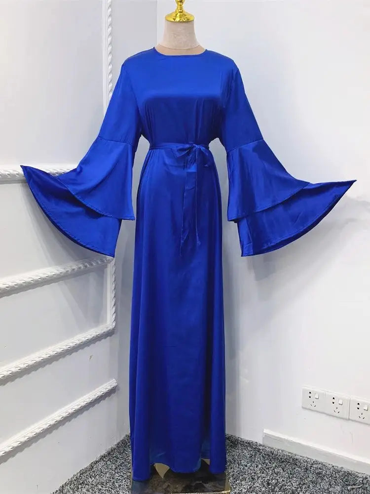 Ramadan Eid Satin Abaya Damen Dubai Islam Prayer Clothes Women Muslim Modest Dress Kebaya Kaftan Robe Vestidos Musulmanes Femme.