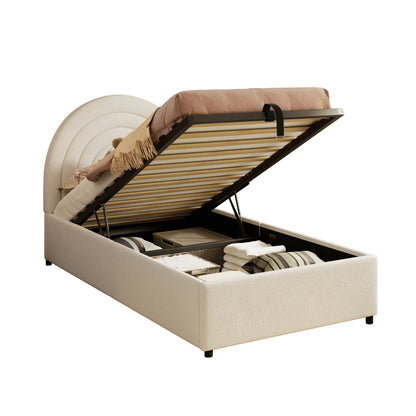 Polsterbett 90*200, Kinderbett, Einzelbett mit Lattenrost und Kopfteil, für Erwachsene und Jugendliche, Holzlatten, Baumwolle