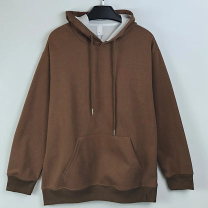 470G-570G HeavyWeight Cotton New Autumn Casual Men's Top Solid Color Loose Pullover Hoodies Sweatshirt Long-Sleeve Men Clothing