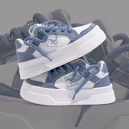 Autumn New Thick Soled Pink Women's Shoes, Wide Toe Versatile Casual Shoes, Round Toe Height Increasing Fashionable Board Shoes.