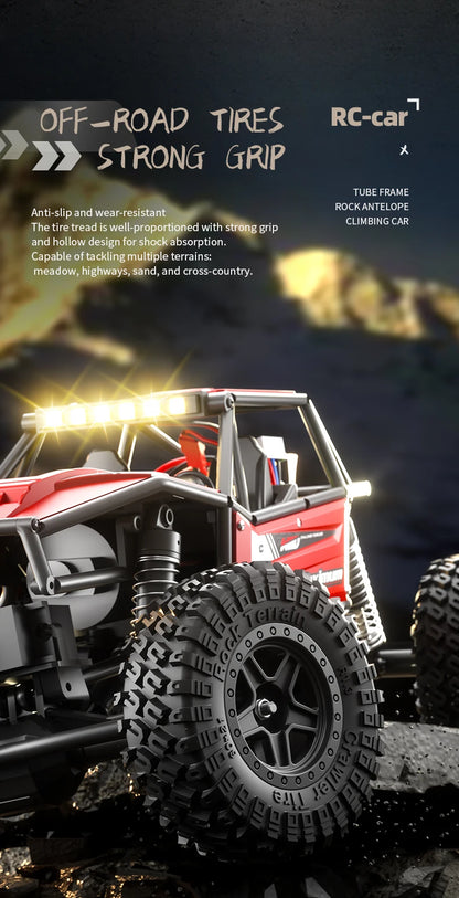 1/18 RC Climbing Car 4WD Off-road Remote Control Vehicle RTR Rock Crawler Big-wheel 4x4 Electric Truck Model Toys for Kids.