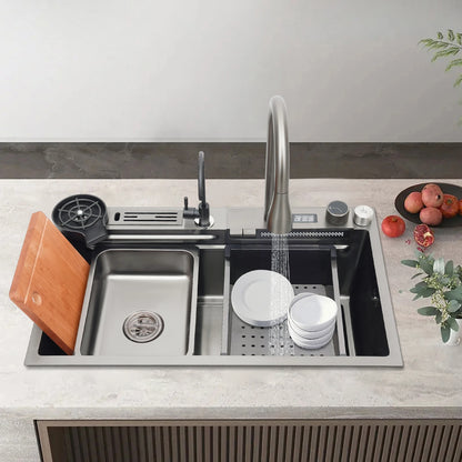 Einschalen Küchenspüle, intelligentes Wasserfallbecken, Arbeitsplatte, Küchenspüle, 75 x 46 x 22 cm, für Restaurants, Küchen, Utility-Rooms