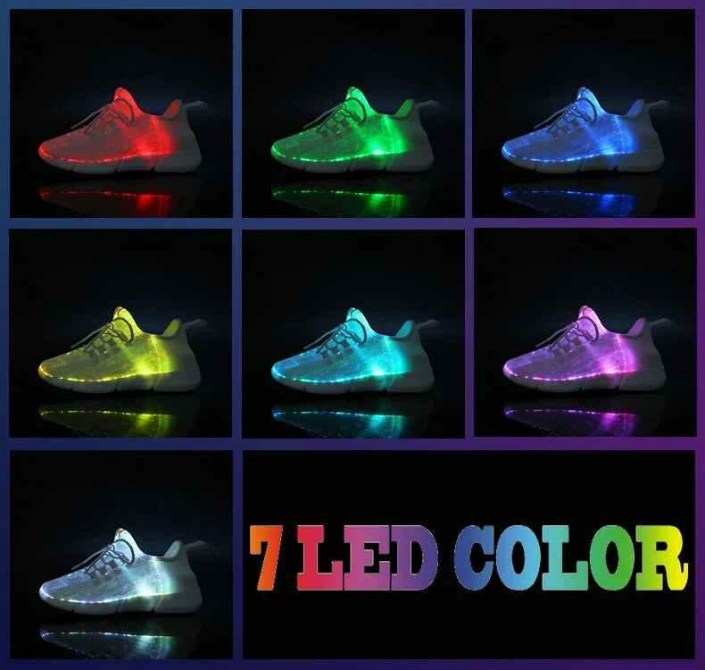 Fiber LED Shoes Light up Flashing -7 Monochrome LED Shoes Halloween Adult Boys Girls Women Children USB charging.