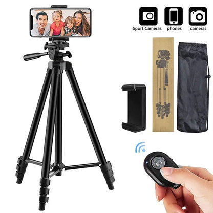 Tripod For Phone Camera Tripod Stand with Bluetooth Remote Phone Holder Lightweight Universal Photography For Xiaomi Huawei DSLR.
