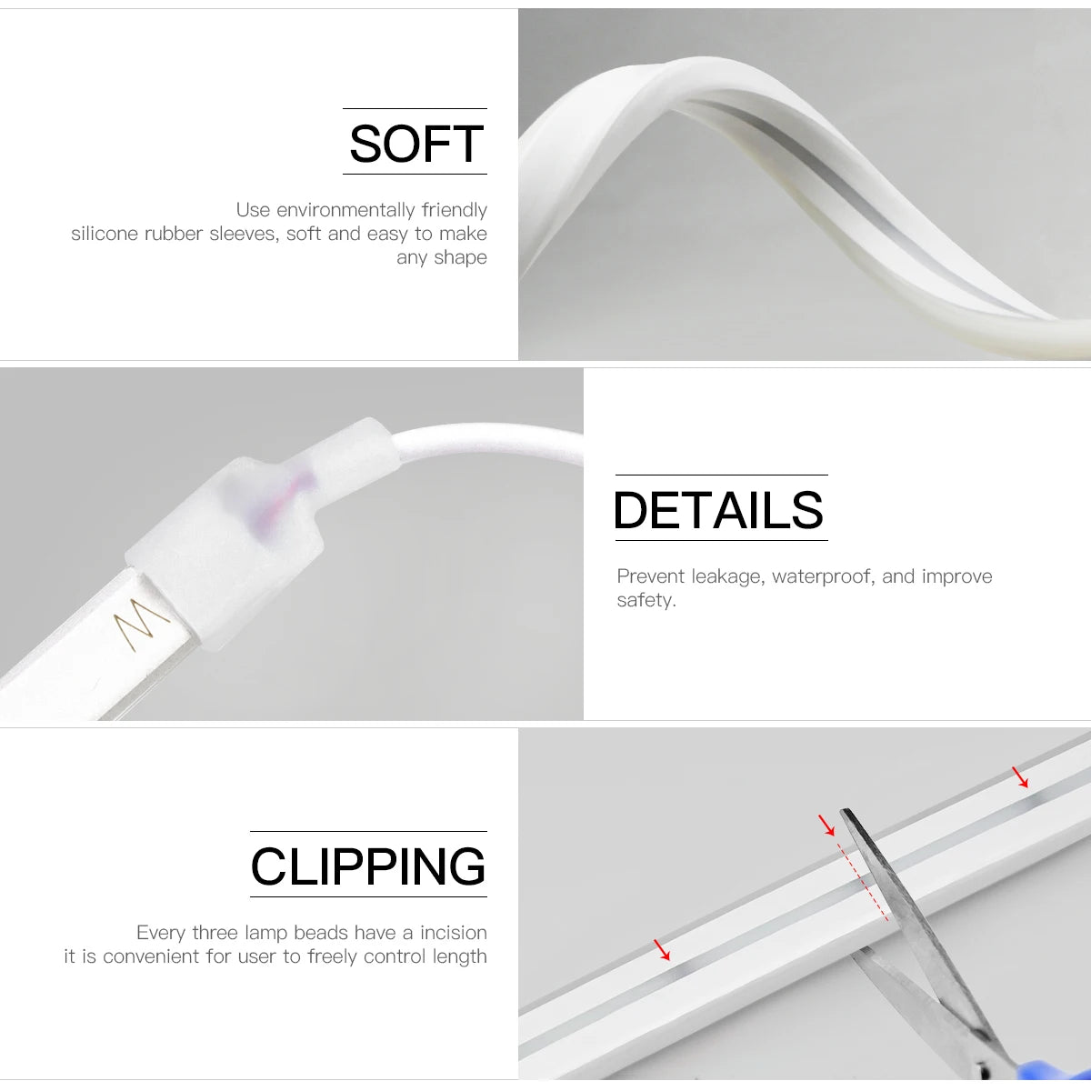 DC 5V USB Neon Light LED Strip Tuya Smart Life Wifi App Control Neon Tube Tape Garden Xmas DecorWork with Alexa,Google Home.