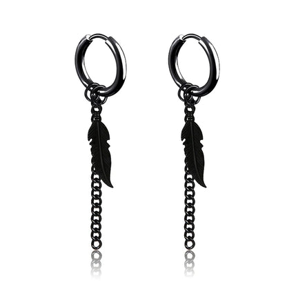 1 Pairs Black Earrings Set Punk Stainless Steel Stud Earrings For Men Women Vintage Hip Hop Piercing Ear Jewelry Accessories