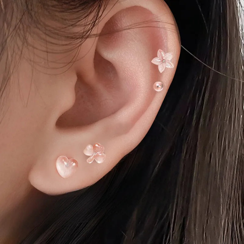 2/100Pcs Mini Resin Ear Studs for Women Anti-allergy Prevent Allergy Transparent Girls Invisible Cute Earring Piercing Jewelry.