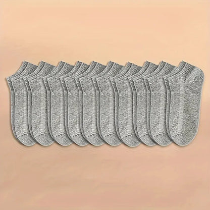 Unisex Casual Plain Color Boat Socks Thin Breathable Comfy Anti Odor Sweat-absorbing Ankle Socks For Men Women black,white,gray.