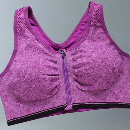Front Zipper Sport Bra Gym top Breathable Brassiere Yoga Workout Running Vest Women's Underwear Shockproof Running Fitness Bra.