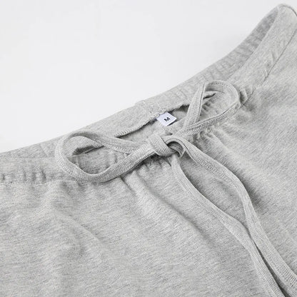 Apprabant Casual Fashion Drawstring High Waist Trousers Set Lace Up Flared Sleeve V Neck Twist Tops Plush Loose Pants Suit