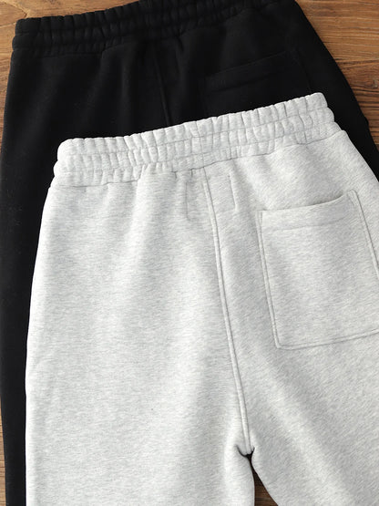 420G Heavyweight Fleece-Lined Sweatpants for Men, Lamb Wool Fleece, Warm Drawstring, Light Gray, Sports Casual Joggers, Winter.