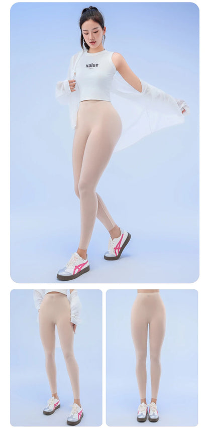 BIVIGAOS Summer Ultra-Thin Skin Sunscreen Leggings Women High Elastic Transparent Facial Mask Underwear Tight Sexy Sport Legging