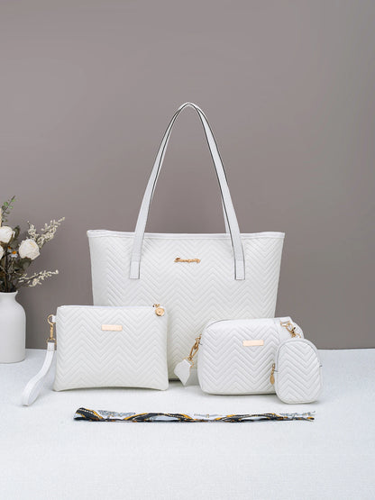 Wave pattern daily commuting large capacity tote bag handbag four piece set fashion trend personality change camera bag.