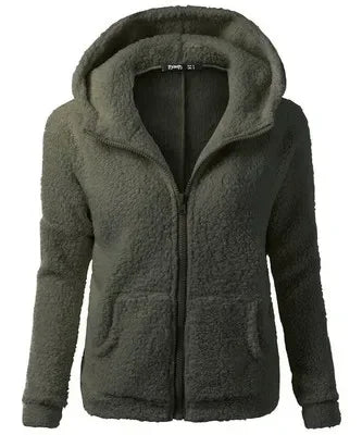 Autumn Winter Warm Jacket Women hoodie Hooded 2025 Casual Female Hoodies Sweatershirt Zipper Coat Solid Soft Fleece Women Coat.