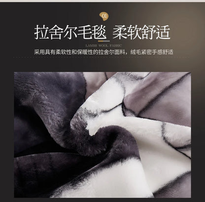 Double-layer Thick Plush Blanket Warm Skin Friendly in Winter Quilt Multiple Non Shedding Prints High Quality Bedding Article.