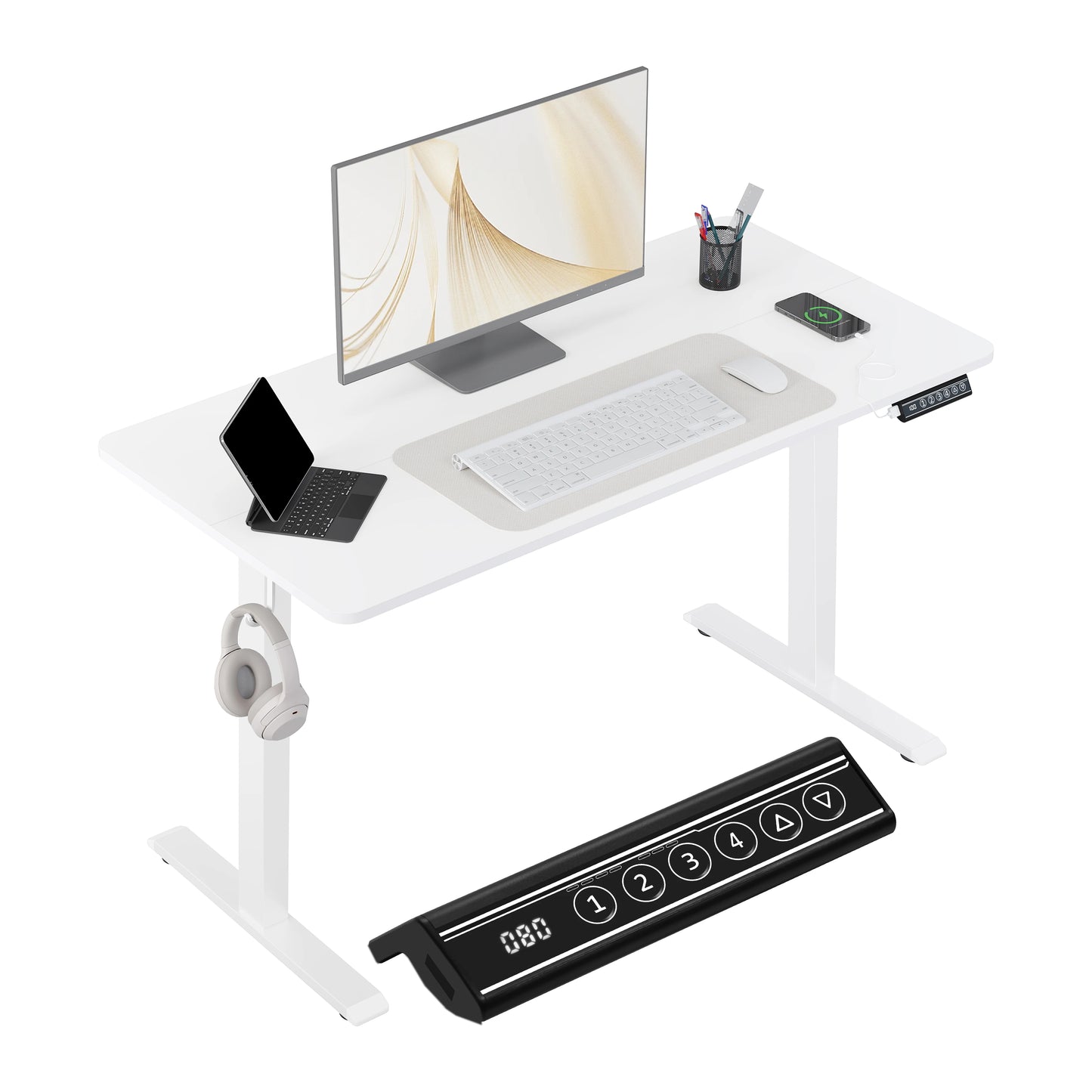 WOLTU Elektrischer stehender Computertisch, höhenverstellbarer, ergonomischer Arbeitstisch mit USB-Ladeanschluss und Speichersteuerung