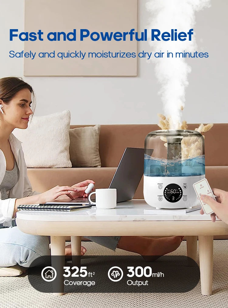 KINSCOTER 3L Air Humidifier Professional Large Capacity Home Humidifier Plant Mist Aroma Diffuser with Remote Control Timer.