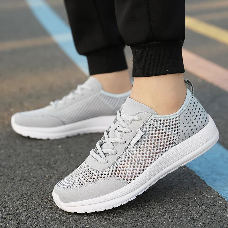 YRZL Sneakers Men Shoes Hollow Mesh Breathable Outdoor Casual Shoes Comfortable Walking Non Slip Big Size Mens Sneakers.