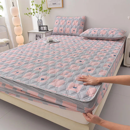 Thicken Mattress Cover for Home funda de colchón 100% Cotton Fitted Bedsheet King Size Floral Bed Covers 150x200(no pillowcase)