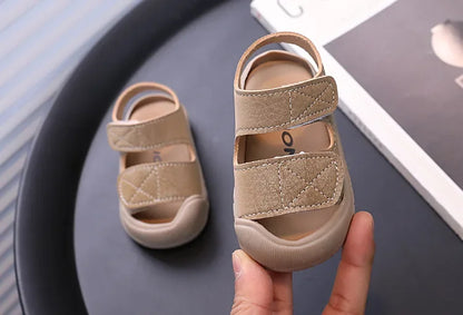 Children's Sandals Anti-kick Summer Shoes for Boy Solid Color Causal Kids Fashion Girls Walking Beach Sandals Non-slip Hook Loop.