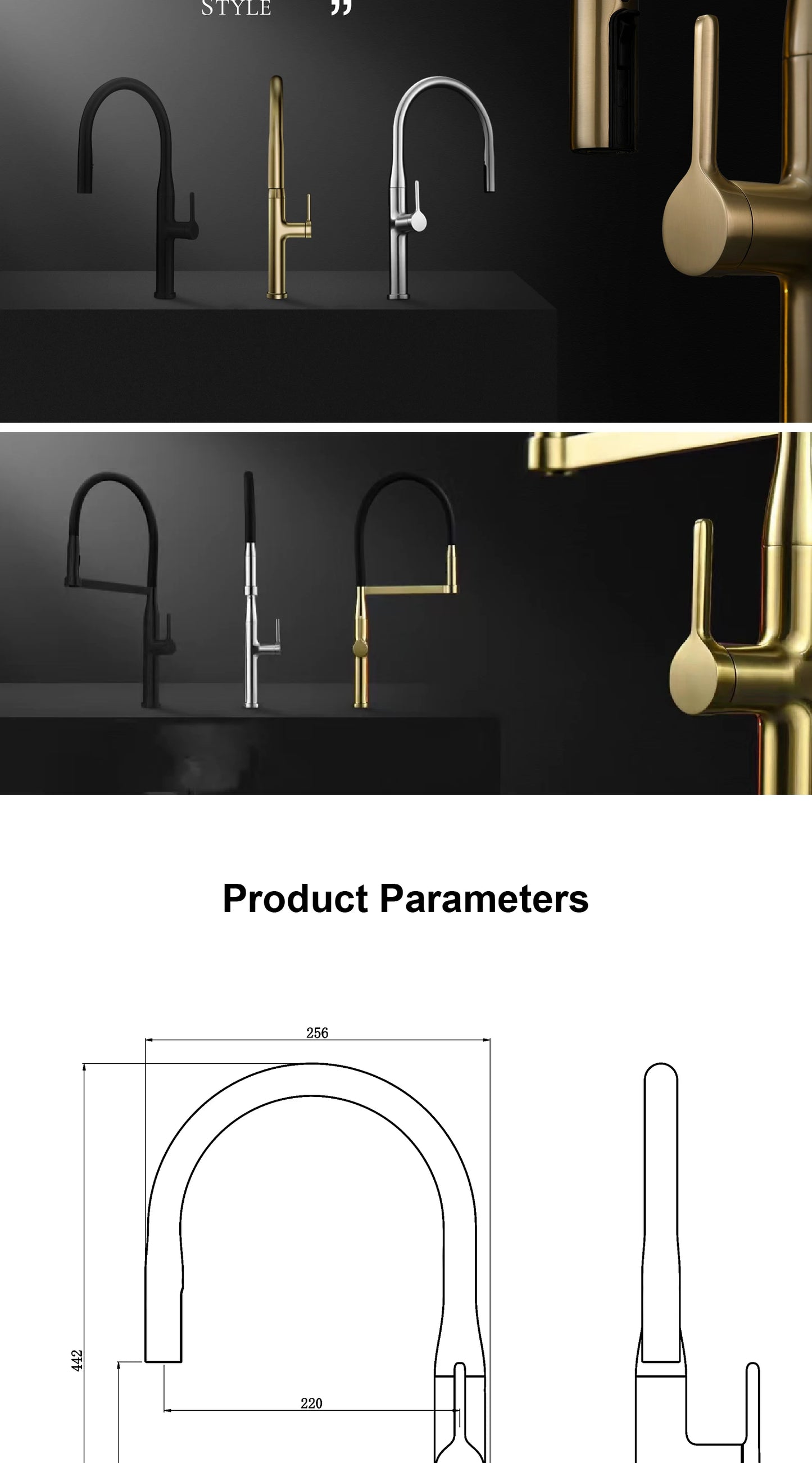 Luxury Brushed Gold Brass Pull Out Kitchen Faucet with Ceramic Cartridge Hot Cold Water Sink Tap Modern High End Sprayer Durable