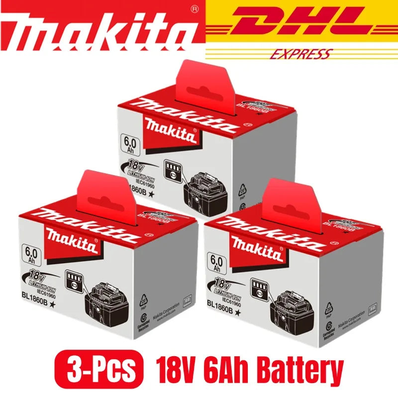 100% Original Makita 18V 6.0Ah battery, for Makita BL1830， BL1830B， BL1840 ，BL1840B ，BL1850 BL1860B power tools battery.