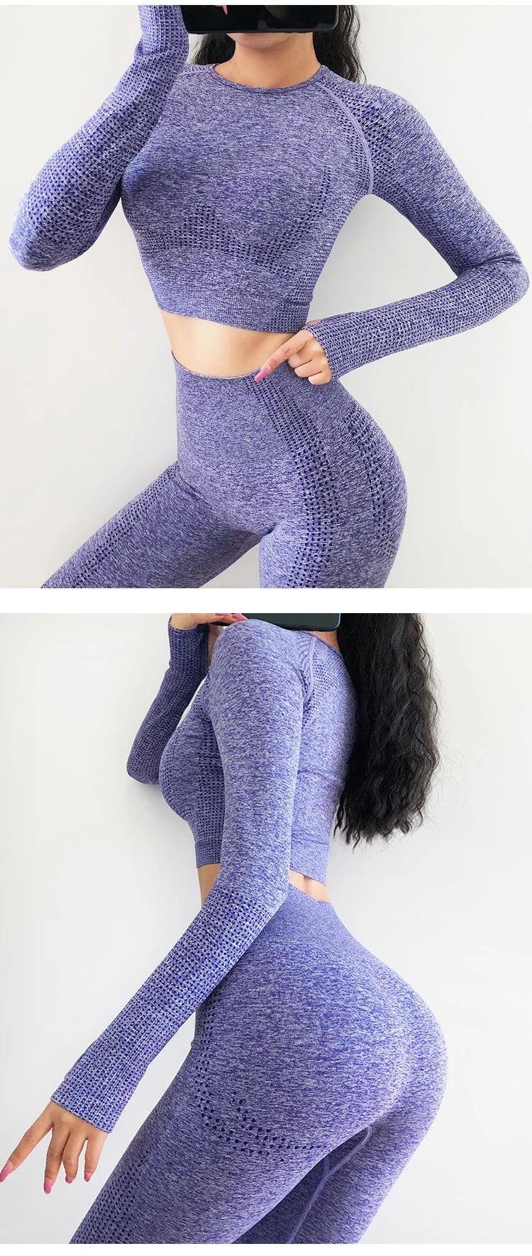 Seamless Yoga Shirt Women Fitness Long Sleeve Crop Top Workout Tops Gym Clothes Sportswear Running T-shirts.