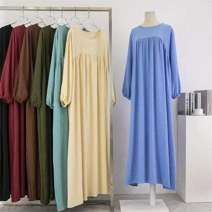 Muslim Loose plus Size Long Sleeve over Knee Pure Color Hooded Gown Spring Autumn Cross Border Fashionable Maxi Dress.