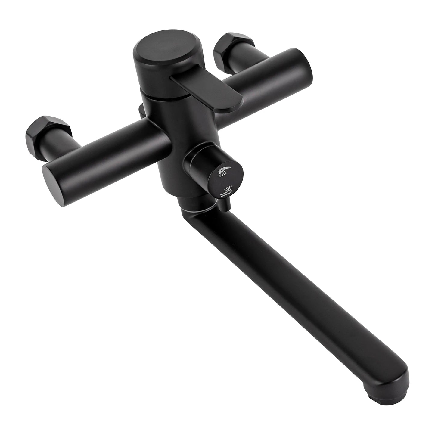 Wall-Mounted Kitchen Mixer Tap with Sprayer, 360° Swivel Stainless Steel Spout & Anti-Leak Design for Sink/Laundry, Black/Silver