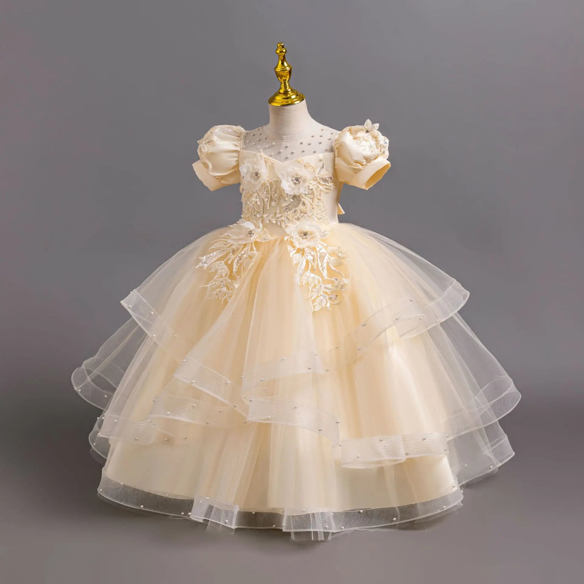 Neues Blumenmädchen-Hochzeitskleid Mädchen-Partykleider, elegantes Mädchen-Walking-Show-Abendkleid für 4–12 Jahre alte Kinderkleidung.