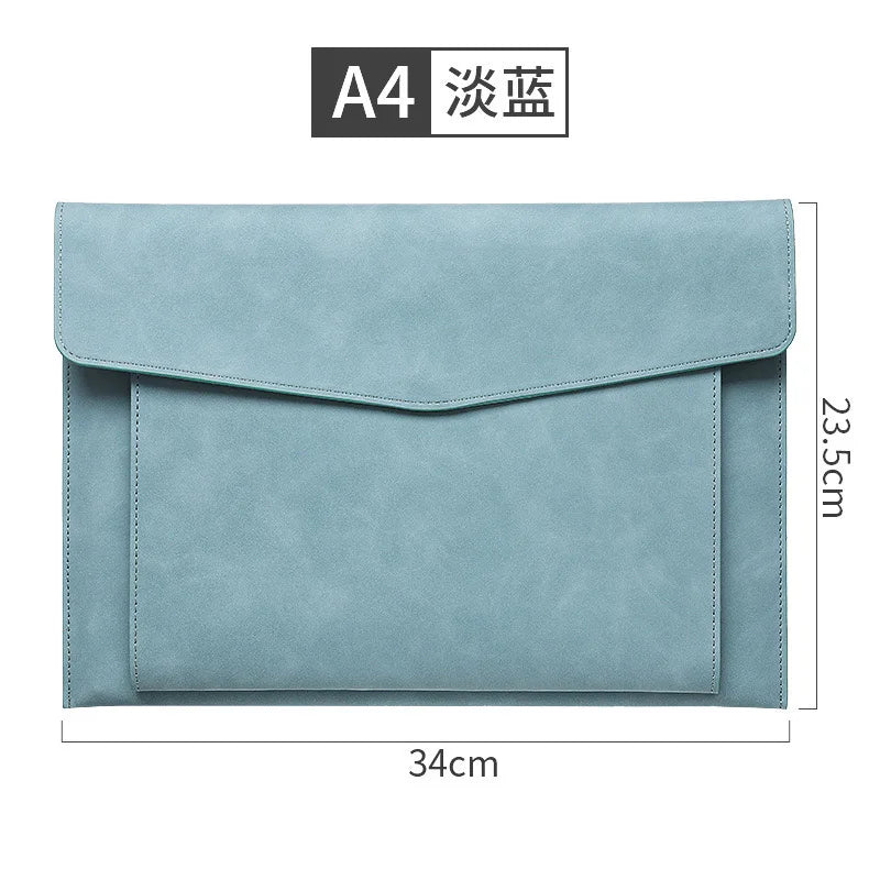 A4 Leather Document Bag, Large Capacity Business Briefcase, Waterproof Office Folder, Can Hold Laptop and Stationery.