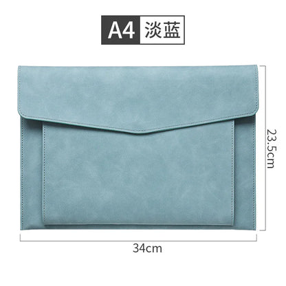 A4 Leather Document Bag, Large Capacity Business Briefcase, Waterproof Office Folder, Can Hold Laptop and Stationery.