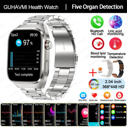 2025 New AI Intelligent Diagnosis ECG+PPG Smartwatch Health Protection Blood Lipids Uric Acid Heart Rate BT Call Smart Watch Men