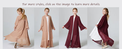 Ramadan  Muslim kids Girls Abaya Solid Long Kaftan abaya enfant Robe Dress Kebaya Kids Clothes For Gift (Without Hijab).