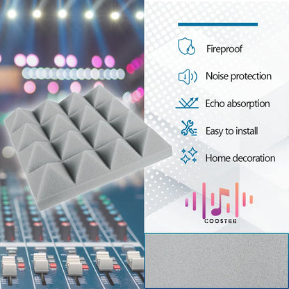 Sound Absorbing Wall Panel 6/12/24Pcs Acoustic Foam Self Adhesives Decor Studio Echo Canceling Treatment For Game Room Cinema