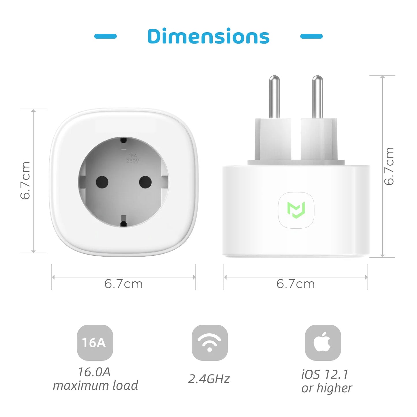 Meross 16A HomeKit Smart Plug EU WiFi Steckdose Fernbedienung Sprachsteuerung Unterstützung Alexa Google Assistant SmartThings.