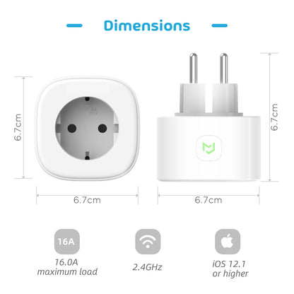 Meross 16A HomeKit Smart Plug EU WiFi Steckdose Fernbedienung Sprachsteuerung Unterstützung Alexa Google Assistant SmartThings.