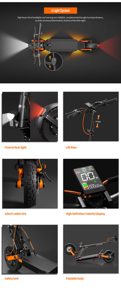 JOYOR S8 Electric Scooter For Adult 600W E-scooter with 48V 26Ah battery 10" Off-Road Air Tire 25km/h.
