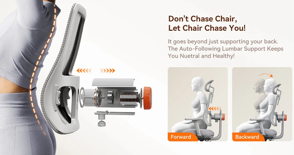 NEWTRAL MAGICH003 Ergonomischer Bürostuhl, automatisch ausgestellte Rückenlehne, verstellbare Sitztiefe der Kopfstütze, 3D-Armlehnenliege