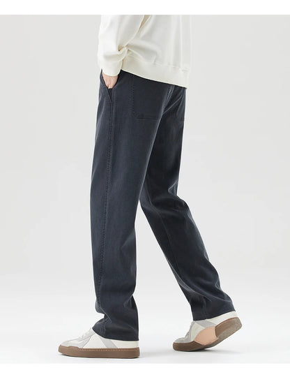 Men's Loose Straight Lyocell Wide Leg Trousers 2025 Autumn Winter Drape Comfortable Versatile Casual Pants Plus Size 5XL