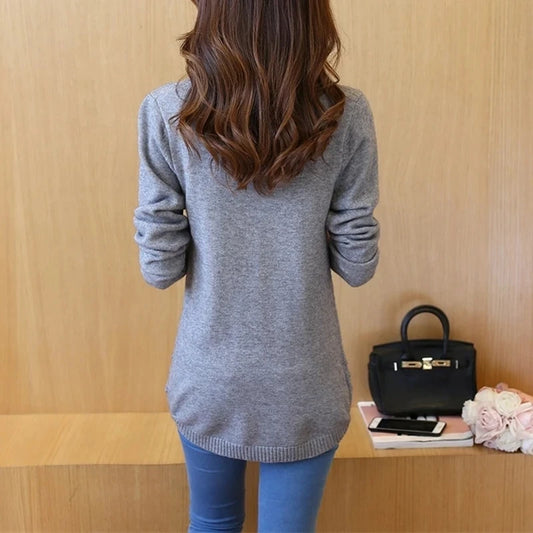 Strick pullover Herbst Winter Tops O-Ausschnitt Langarm Pullover lässig warme Damen pullover Midi lange schlanke Pullover Mädchen