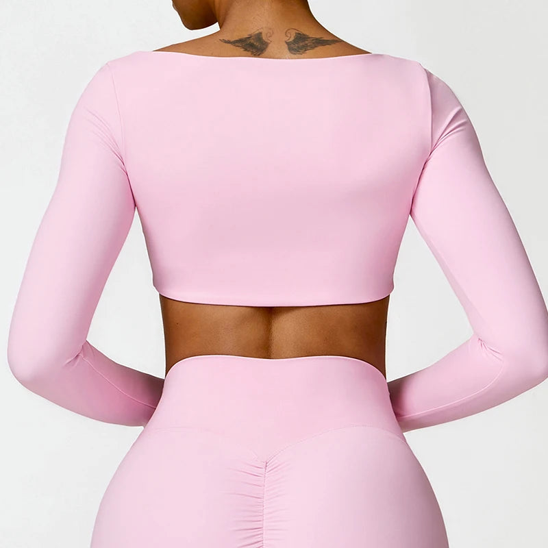 Sports Long sleeved Women Outdoor Running Gym Fitness Wear T-shirt Long sleeved Yoga Shirt Gym Push Up Workout Single Piece Top.